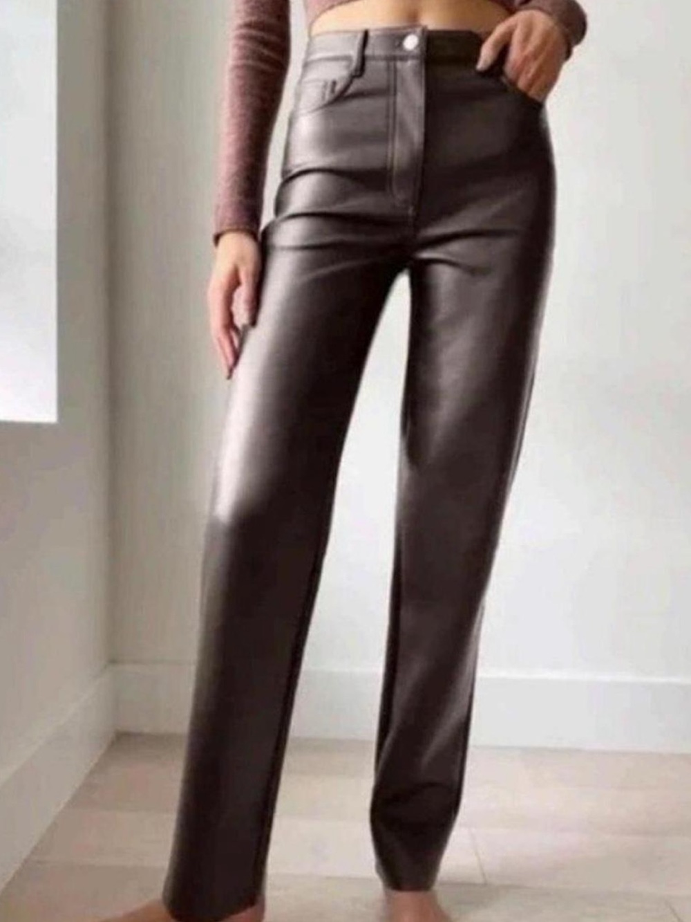 NWT Aritzia Wilfred Melina Ankle Straight Leg Pants | Sparrow Taupe | Size 4